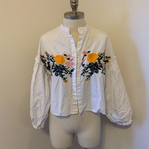 embroidered long sleeve blouse